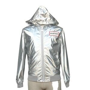 Hunter Silver Metallic Hooded Windbreaker Jacket